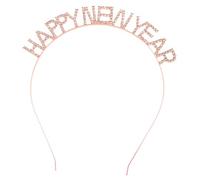 DECOMELODY Delicate Rose Gold Year Crystal Letter Headband Festival Party Prop Women Hairband Sparkly Decorative Hair Accessory for Celebration and Photo Decor