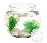 DECOMELODY Desktop Large Fish Bowl, round Acrylic Aquarium Tank for Goldfish and Turtles, Decorative Small Fish Keeper Bowl for Office and Home Use