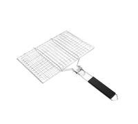 DECOMELODY Detachable Stainless Steel Bbq Grill Basket with Foldable Rack and Wood Handle High-temperature Resistant Barbecue Cooking Grate for Outdoor Picnic and Camping