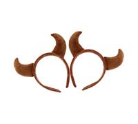 DECOMELODY Devils Horns Headpiece Halloween Cow Headdress Halloween Animal Horn Headband Cow Costume Headband Gothic Hair Hoop Plush Hair Bands Cosplay Party Hat Brown