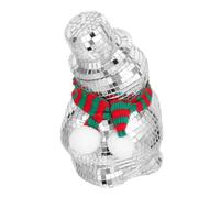 DECOMELODY Disco Snowman Christmas Ornament with Mosaic Mirror Tiles and Knitted Scarf Festive Tabletop Centerpiece for Holiday Parties Winter Holiday Decor Accent for Home and Office