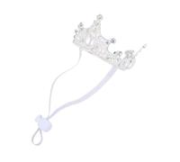 DECOMELODY Dog Princess Crown Hat with Adjustable Strap Durable Alloy Birthday Party Pet Accessory for Small to Dogs Elegant Silver Headband for Weddings and Seasonal Celebrations