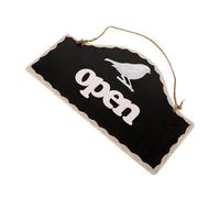 DECOMELODY Double-sided European Vintage Wood Door Sign with Bird Pattern Reversible Open Closed Hanging Plaque for Shop Coffee Bar Home Entrance Black Iron Decorative Door Plaque