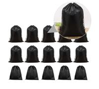 DECOMELODY Dustproof Drawstring Storage Bags Set 15pcs Black Non-Woven Fabric Organizer Bags 5pcs 150x200mm 10pcs 200x270mm for Travel Home and Office Storage
