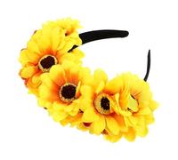 DECOMELODY Elegant Floral Wedding Headband with Delicate Sunflower Design Romantic Double-sided Silk Flower Hair Hoop for Women Party Birthday and Photo Props Accessory