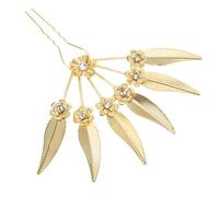 DECOMELODY Elegant Gold Leaf Hairpin with Rhinestone Flower Lightweight Decorative French Pin for Wedding and Party Hairstyles Durable Metal Hair Accessory for Women