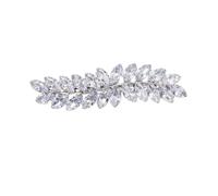 DECOMELODY Elegant Rhinestone Hair Clip with Leaf Design Silver Zircon Hair Clamp for Evening Prom Wedding and Daily Wear