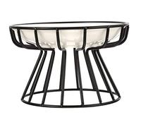 DECOMELODY Elevated Ceramic Cat Bowl Set with Black Iron Stand, Anti-tip Fishbone Plate and Single Dish, Neck-protective Pet Food Holder for Cats, Suitable for Feeding and Water Container