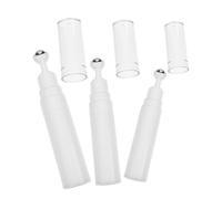 DECOMELODY Empty Eye Cream Bottles Roller-on Set 3pcs 5ml 10ml 15ml White Refillable Vacuum Travel Bottles with Massage Applicator for Facial Serum and Essential Oils