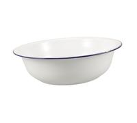 DECOMELODY Enamel Mixing Bowl Basin Vintage Foot Bath Bowl with Blue Rim Durable Enamelware for Foot Soaking Face Washing and Laundry Aesthetic Home Addition for Kitchen Bathroom