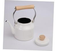 DECOMELODY Enamel Stovetop Teakettle White Long Spout Hot Tea Pot for Gas Stove High Temperature Resistant Easy to Clean and Carry