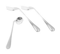 DECOMELODY Ergonomic Angled Spoon and Fork Stainless Steel Lightweight Feeding Utensils for Elderly with Wrist Stress Relief Comfortable Elbow Handles Cutlery for Disabled Adults