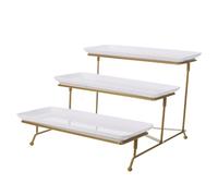 DECOMELODY European Style Snack Stand Bakery Display Rack Cake Tower Three-layer Fruit Plate Dessert Fruits Display Plate Buffet Trays for Party Tiered Tray -usable