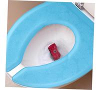 DECOMELODY EVA Toilet Seat Cushion Thick Self-Adhesive Pedestal Pan Pad Breathable U-Shape Bathroom Mat Washable Soft Blue Cover for Home Office