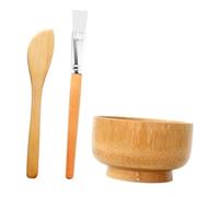 DECOMELODY Facial Mask Bowl Wooden Mixing Bowls and Bamboo Scraper Brush for DIY Mask Applicator in Beauty Salon Random Color