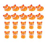 DECOMELODY Fox Figurines Resin 20Pcs Tiny Animal Statues for Aquarium Decoration and Table Display Mini Desktop Ornament for Office and Study