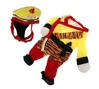DECOMELODY Funny Monkey King Pet Costume for Small Dogs L Size, Cosplay Clothes for Bichon Frise French Bulldog, Halloween Outfit for Puppy Party, Dog Costume with Standing Monkey King Design