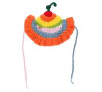 DECOMELODY Funny Party Cat Hat Rainbow Soft Knitted Pet Headwear Handmade Costume Head Accessories For Halloween Birthday Parties Festive Outfit