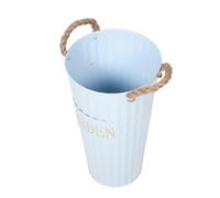 DECOMELODY Galvanized Metal Flower Bucket Tall Floor Vase Decorative Iron Bucket 35cm Thickened Vintage Blue Farmhouse Vase for Floral Arrangements and Home Décor