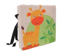 DECOMELODY Giraffe Printed Linen Dining Chair Booster Cushion Portable Highchair Pad with Non-Slip Straps Breathable Seat Mat for Eating and Learning