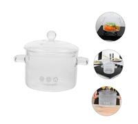 DECOMELODY Glass Cooking Pot with Lid Double Handle Kitchen Stockpot for Microwave Oven Induction Safe Stew and Soup Cooking Transparent Heat-Resistant Cookware for Home Use and Family