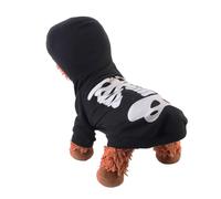 DECOMELODY Glow Skeleton Dog Costume Halloween Pet Garment with Safety Comfortable Black Skull Print for Small Dogs and Cats Easy to Wear and Dazzling Festival Outfit