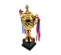 DECOMELODY Gold Metal Trophy Cup for Sports Events Durable Champion Award with Distinctive Patterns and Smooth Craftsmanship Suitable for Competitions Parties and Ceremonies