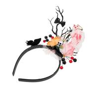 DECOMELODY Halloween Headband with Antlers Ghost and Skull Design Lightweight Comfortable Festive Hairband for Women Day Dead Cosplay Party Accessory for Themed Events and Halloween