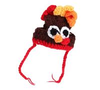 DECOMELODY Halloween Pet Hat Turkey Cap for Cats Medium Size, Decorative Woolen Yarn Party Headdress, Funny Adorable Cat Costume Accessory for Photo Props and Festive Celebration