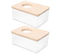 DECOMELODY Hamster Bathtub Cage Sand Bath Box Acrylic 2pcs 15.5x10x7cm Daily Reusable Bathroom for Hamsters and Chinchilla Supplies