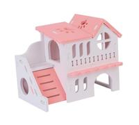 DECOMELODY Hamster Wooden House Double Storey Villa Hideout for Small Pets Solid Wood Play for Hamsters Mice and Small Furry Animals DIY Painting Friendly Safe and Practical Habitat