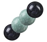 DECOMELODY Hand Exercise Massage Balls Marble Set of 4 1.4 Inch Rolling Massage Handballs for Stress Relief and Muscle Relaxation, Compact and Lightweight for-The-Go Use (Green, Black)