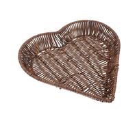 DECOMELODY Hand-woven Heart-shaped Fruit Basket 25x24x2.5cm Woven Desktop Storage Basket Decorative Food Serving Holder for Home and Living Room