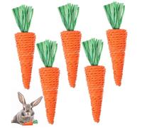 DECOMELODY Hand Woven Rabbit Molar Toy Set 6pcs Carrot Chewing Toys for Small Pets for Hamsters Bunnies and Guinea Pigs Natural Teething Playthings