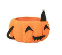 DECOMELODY Handwoven Cotton Rope Basket Pumpkin Shape Desktop Organizer Storage Bucket for Halloween Candy and Safe Natural Material for Nursery and Home Use