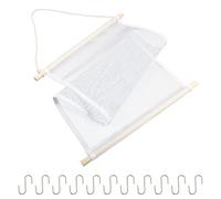 DECOMELODY Hanging Earring Holder Organizer Rectangular Modeling Earring Shelf White Wood Mesh Wall-Mounted Multi-Function Jewelry Display Stand for Home Wall Decoration