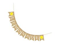 DECOMELODY Hawaiian Party Linen Swallowtail Banner with Lemonade Lemon Slice Design Decorative Garland for Tropical Luau Citrus Shower Engagement and Summer Celebrations