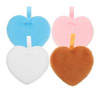 DECOMELODY Heart-shaped Powder Puff Set 4pcs, Round Makeup Sponge for Loose Foundation and Cream, Multi-color Portable Cosmetic Puff Pads for Girls’ Facial Makeup
