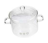 DECOMELODY Heat Resistant Borosilicate Glass Cooking Pot with Lid Double Handle Stew Cooker for Gas Stovetop Microwave Freezer Use Transparent Household Stew Pot for Soup Noodles Braised
