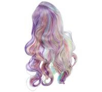 DECOMELODY Heat-resistant Rainbow Wavy Bob Wig with Headband for Women Synthetic Cosplay Hairpiece Vibrant Gradient Colors for Festival Party Wedding Concert and Dating