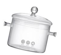 DECOMELODY Heat-Resistant Transparent Noodle Pot with Lid and Handles Multi-use Glass Stew Pot for Cooking Soups Food Vegetables and Milk