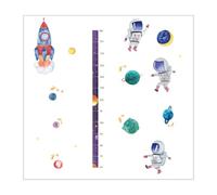 DECOMELODY Height Growth Chart Wall Decal Astronaut Design Self-Adhesive Height Wall Ruler Removable Space Theme for Room Decor