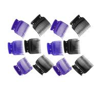 DECOMELODY Hot Roller Claw Clips 12pcs Hair Curler Clamps Heat Resistant Hair Section Styling Tools for Women Salon Use Black and Purple Colors