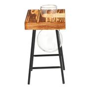 DECOMELODY Hydroponic Glass Vase with Wooden Stand Transparent Desktop Planter for Hydroponic Plants Small Terrarium Plant Container for Office and Home Decor for Kitchen Living Table