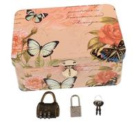 DECOMELODY Iron Storage Box with Combination Lock Cute Organizer Case for Jewelry Cosmetics Candy Keychains Small Item Storage Collision Resistant Design