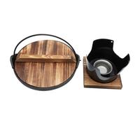 DECOMELODY Japanese Cast Iron Sukiyaki Hot Pot Kit Non-Stick High Temperature Cooking Pot with Handle for Camping Hiking Outdoor Dining and Picnic