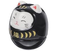 DECOMELODY Japanese Lucky Tumbler Cat Figurine Ceramic Ornament Smooth Fortune Decor for Home Office Stable Non-falling Tumbler Model for Cat Lovers and Kawaii Decor Enthusiasts