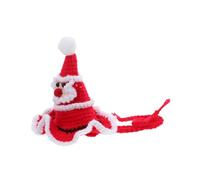 DECOMELODY Knitted Christmas Pet Hat with Chin Rope Warm Santa Cap for Dogs and Cats Soft Holiday Costume for Puppies and Kittens Festive Party Dress-up Prop Red Pompom Design