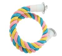 DECOMELODY Large Cotton Rope Bird Perch Swing for Parrots Stress Relief Chewing and Climbing Durable Natural Cage Accessory Pink Yellow Blue for Cockatiels and Parakeets
