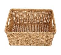 DECOMELODY Large Plastic Clothes Basket with Imitation Rattan Weaving Household Storage Organizer for Clothes and Towels Easy-clean Sorting Basket in Light
